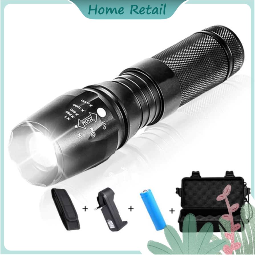 TaffLED Senter  XML-T6 3000 Lm+Baterai+Charger+Box-E97