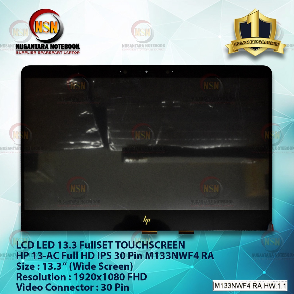 LCD LED 13.3 HP 13-AC FULLSET TOUCHSCREEN FULL HD IPS 30Pin M133NWF4