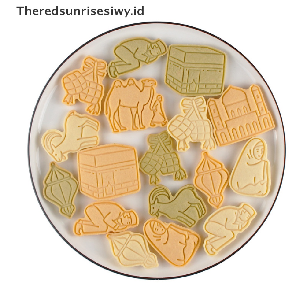# New # 6/8pcs/set Pemotong Kue Kering Kartun Eid Mubarak DIY Alat Baking Ramadhan Plastik~