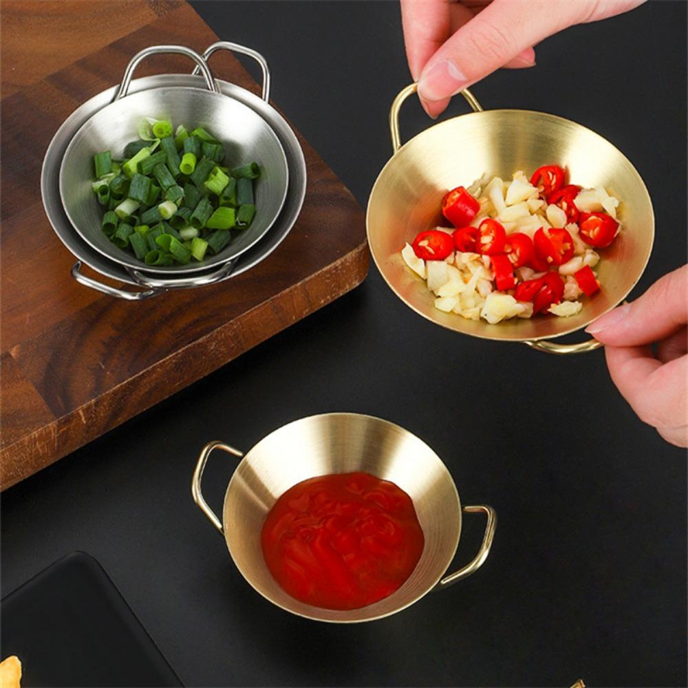 [Elegan] Sauce Dish Mini Non-stick Double Ear Stackable Round Untuk Bumbu Seasonings Piring Bumbu