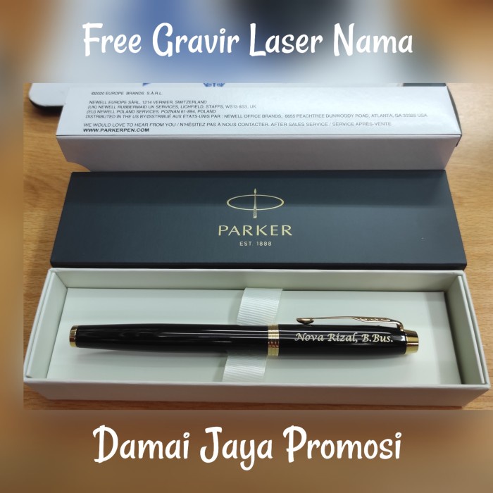 

Pulpen Parker Original IM New LQ Black GT Roller Ball+ Free Laser Nama