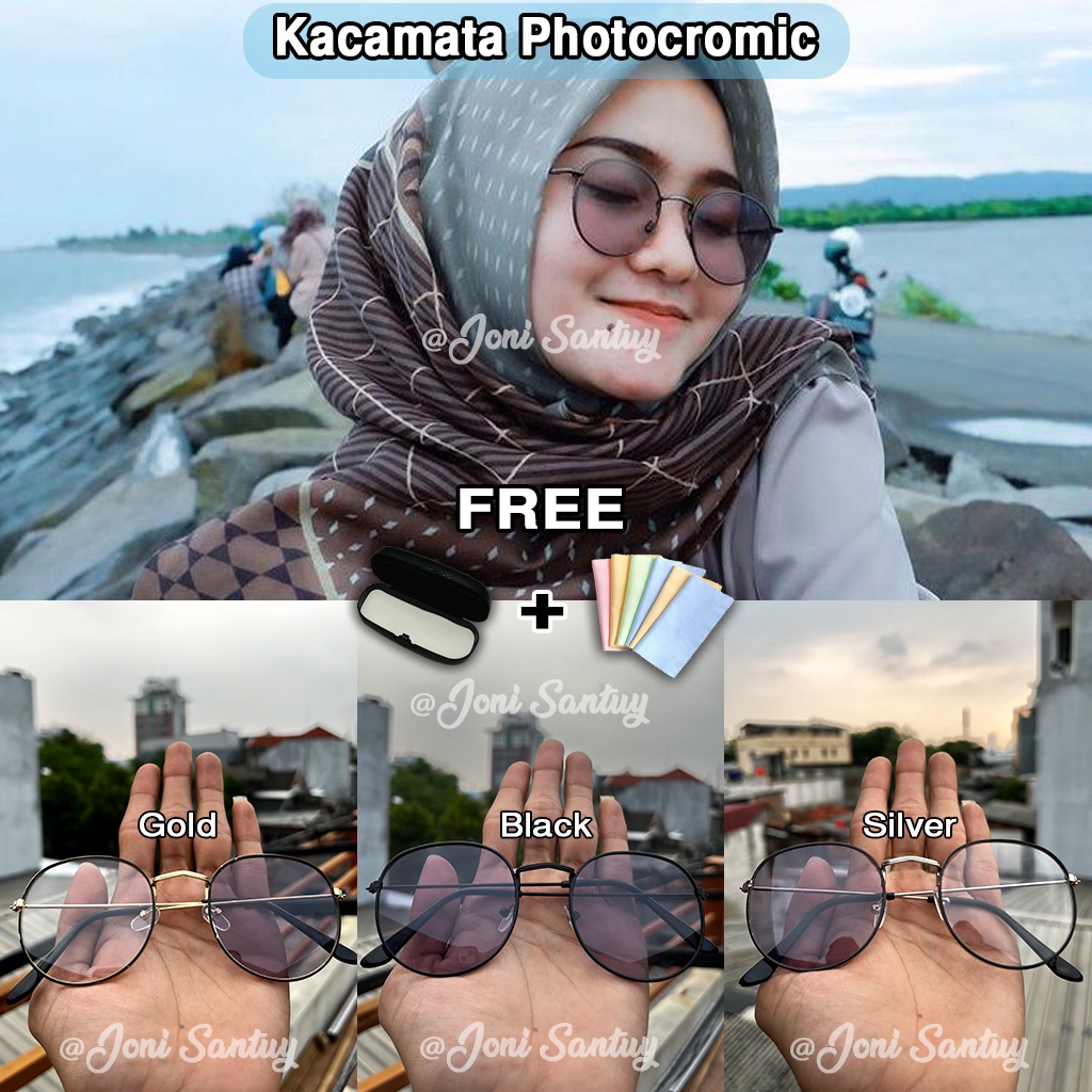 PROMO -BISA COD ( BAYAR DITEMPAT ) KACAMATA PHOTOCROMIC 1920 FREE BOX /  Lensa Photocromic Kacamata Berubah Warna Style Kacamata Anti Radiasi Blueray Unisex