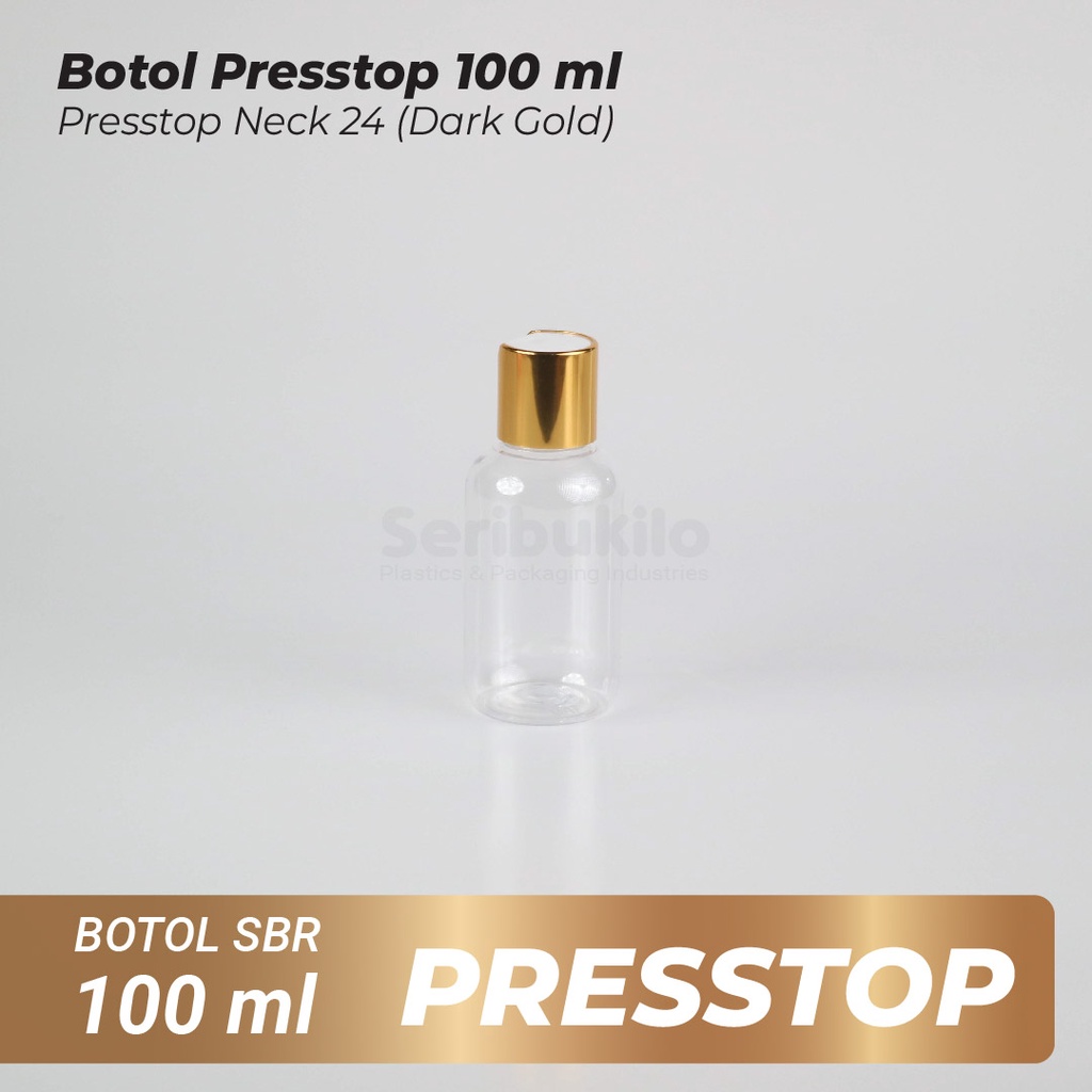 Botol Presstop SBR 100ml/Botol PET 100ml Presstop/Disctop Silver - Soft Gold - Dark Gold