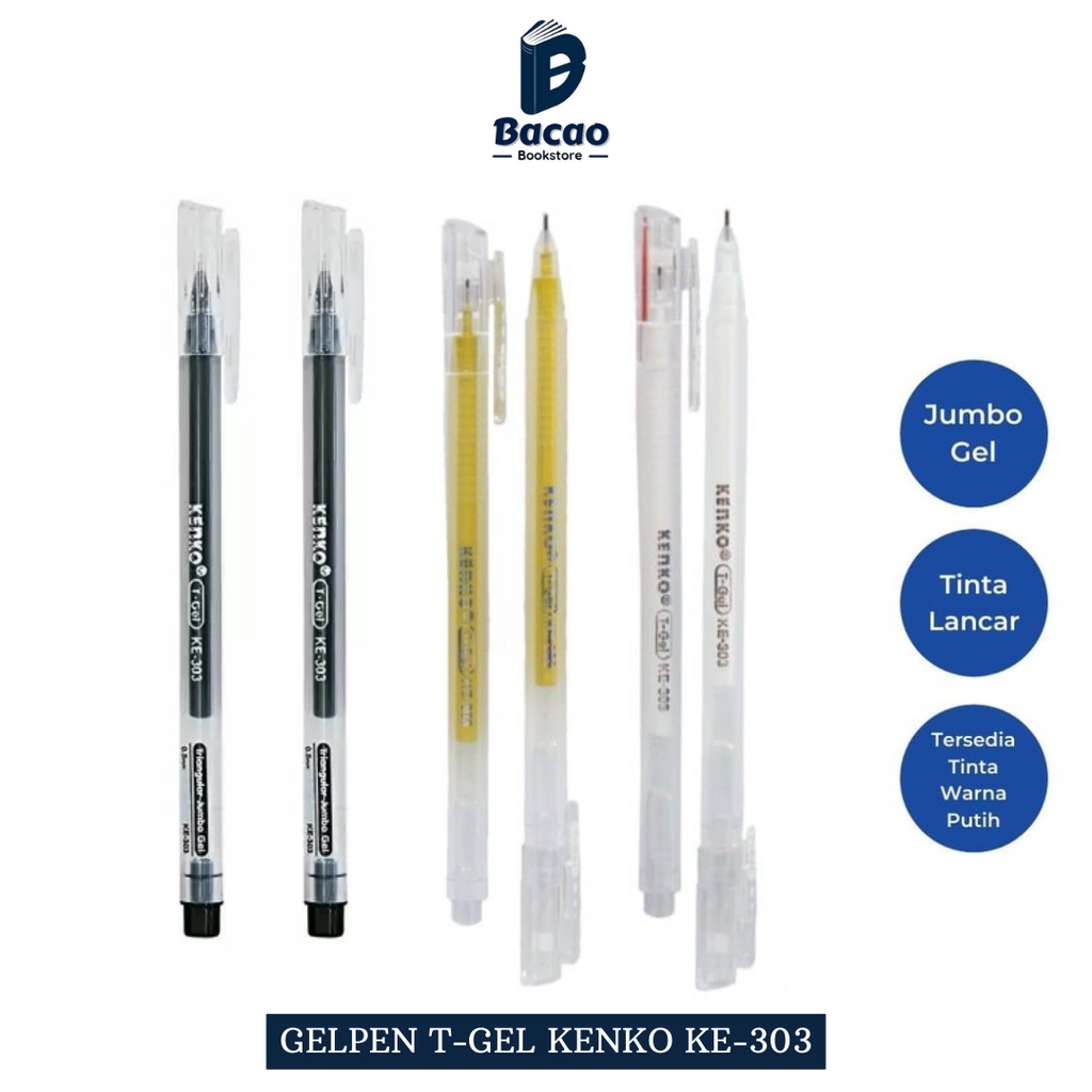 

Gelpen T-GEL kenko Ke-303 Hitam Putih Emas - HARGA SATUAN 0.5mm