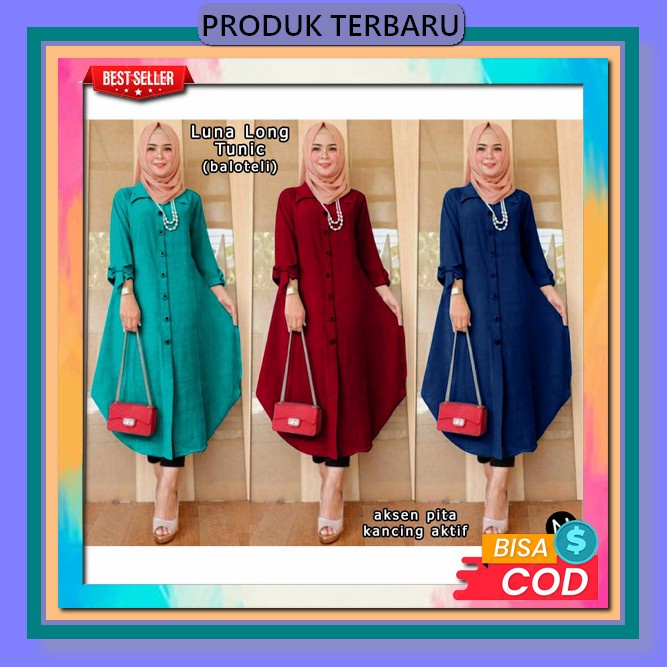 Tunik Muslim Kekinian Motif Kotak Kualitas Premium Baju Busana Terbaru 2023 Boom - Tunik Maya Jumbo 