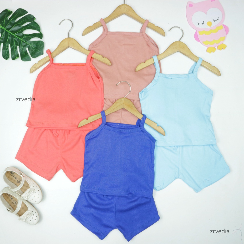 Set Azura uk Bayi 3-12 Bulan / Setelan Tanktop Celana Pendek Anak Perempuan Baju Anak Baby Polos Kiosbalitaaprillia