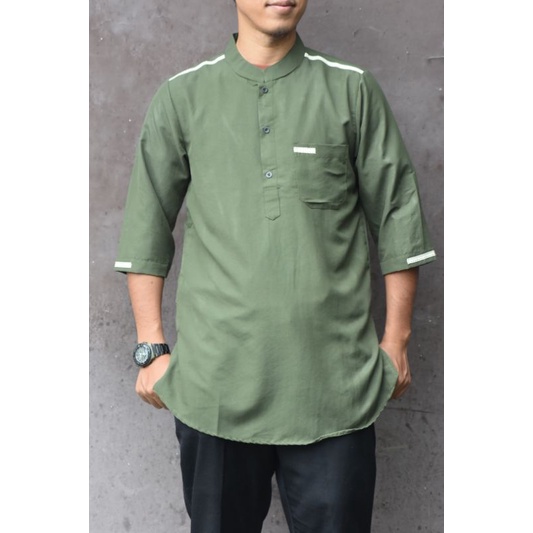 Baju Koko Kurta Katun Pria Dewasa Lengan 3/4