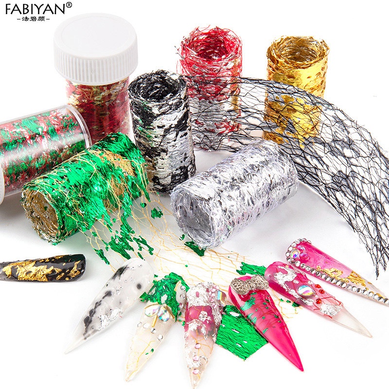 MAGEFY Nail Art Foil Emas Sally Mesh Warna Emas dan Perak Foil Timah Fragmen Mesh Fototerapi Kuku Ins Stiker Seni 0088