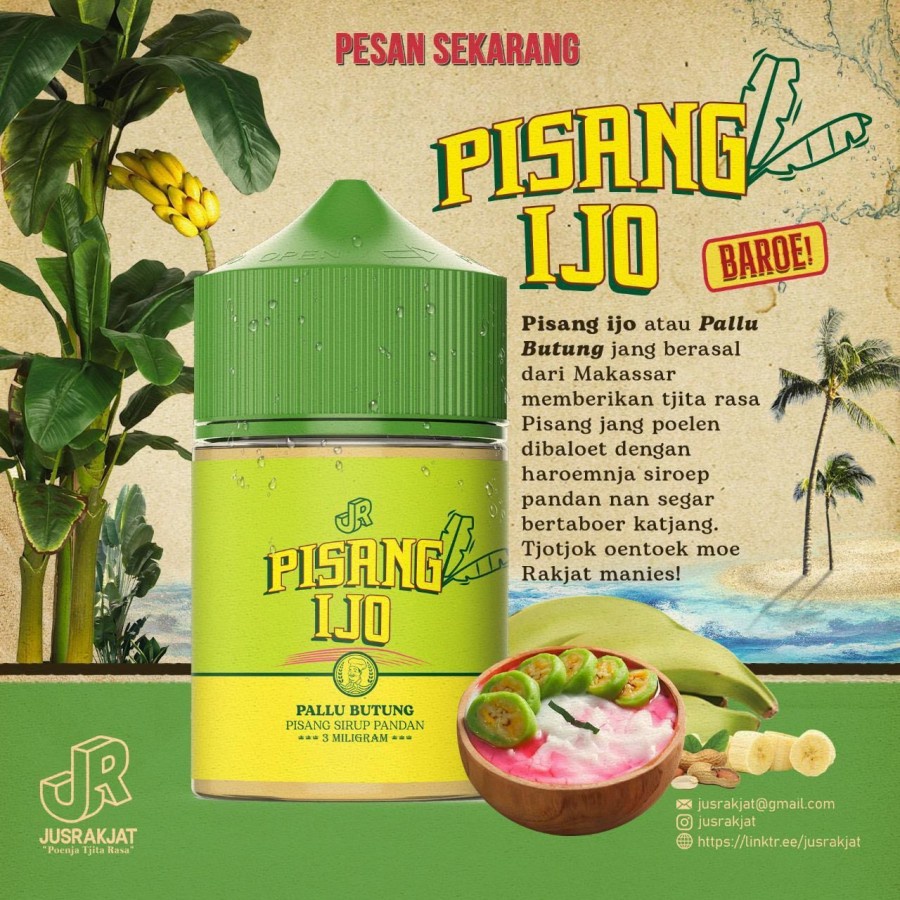 Pisang Ijo Pallu Butung Pisang Sirup Pandan 60ML by Jusrakjat