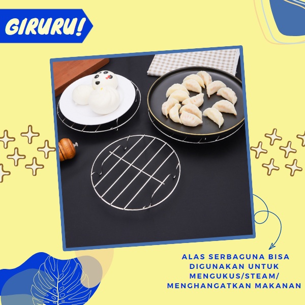 TATAKAN PANCI KUKUS MAKANAN STAINLESS STEEL  / ALAS PANCI STAINLESS STEEL STEAM MAKANAN / Alas Kukus Alas Anti Panas Tatakan Panci Stainless Steel / Tatakan / rack steamer / tray alas panas piring stainless / Tatakan Panci Kukusan Stainless Wajan Kukus