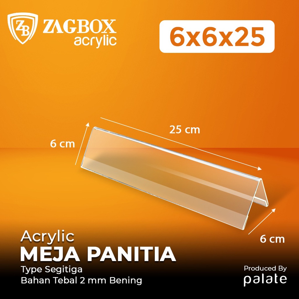 

Acrylic Nama - Akrilik Meja Panitia Segitiga - Display Nama 25cm x 6cm STANDAR