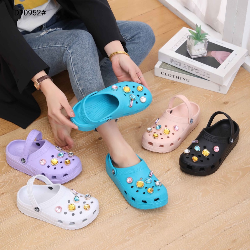 Fashion Crocs Classic Bae Clog Stud Diamond For Women Slip Sandals  D10952