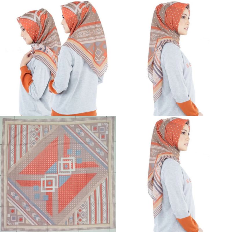 PROMO TERBARU  Hijab Segiempat Motif Teracota Oren / hijab segi empat / hijab voal motif / hijab seg