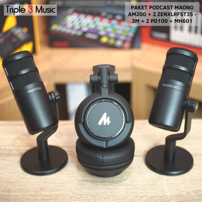 Paket Podcast 2 Orang Maono AM200 With PD100 Broadcast mic &amp; Headphone