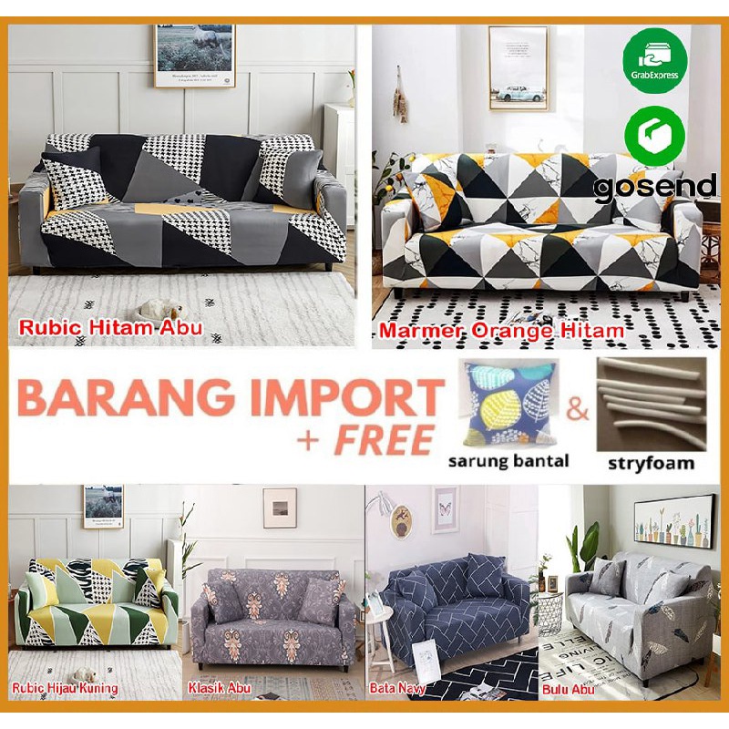 Cover Sofa Bed SEATER STRETCH BONUS BANTAL SEATER 1 2 3 sarung sofa bed import aesthetic elastis wat