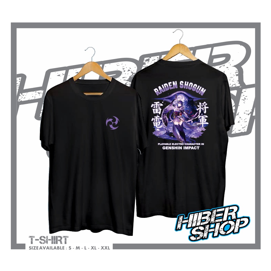 KAOS BAJU RAIDEN SHOGUN ELECTRO CHARACTER GENSHIN IMPACT KAOS GAME GAMER - HIBER SHOP