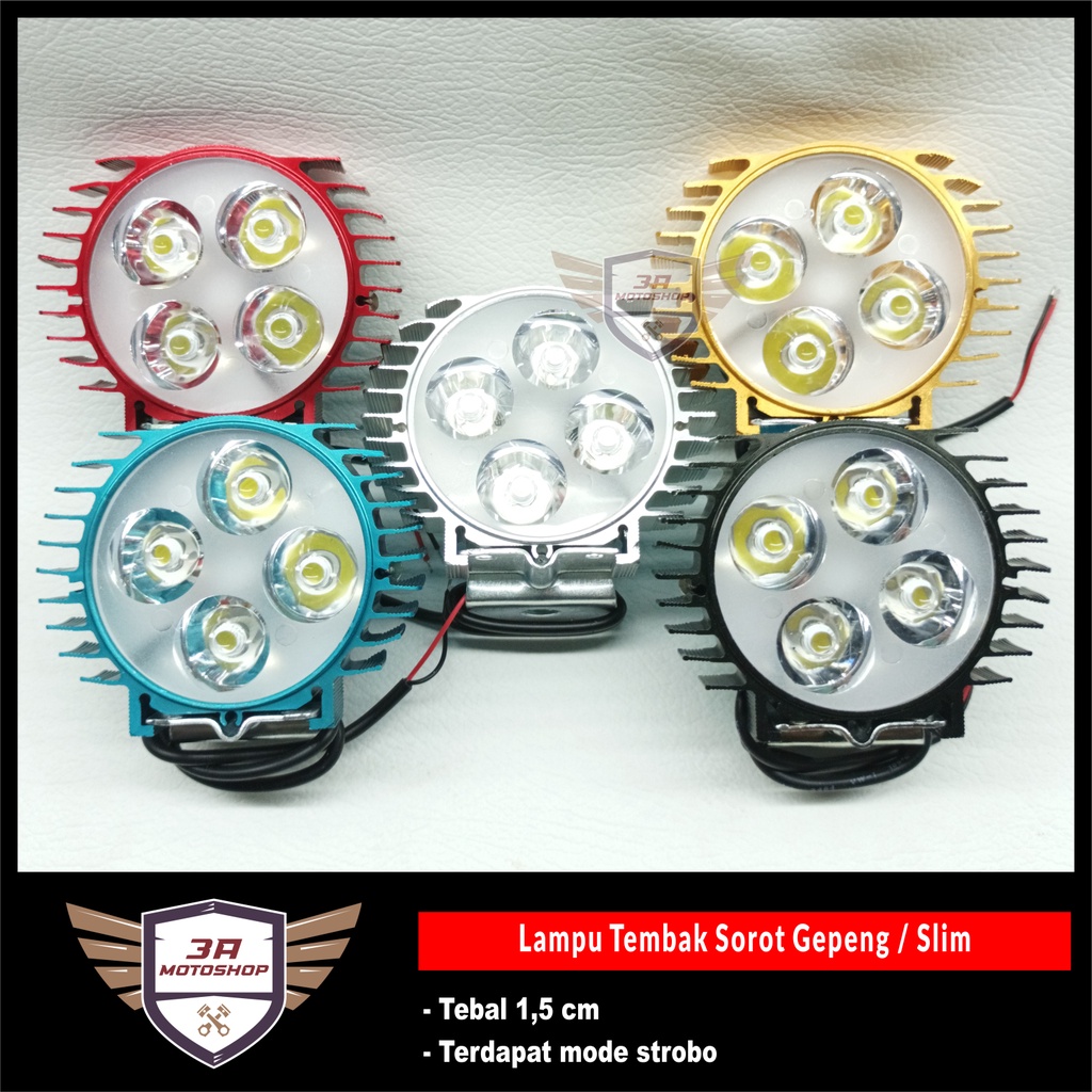 Lampu Depan Tembak Sorot 4 LED 4 Mata Slim Gepeng Universal