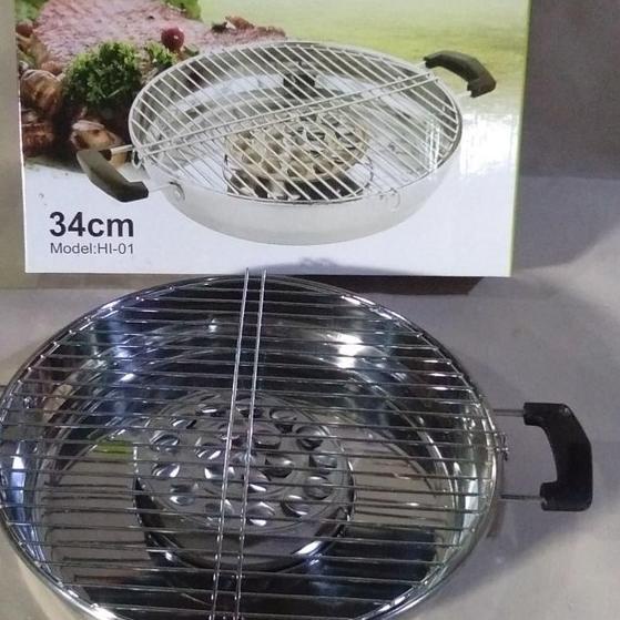 ✲ Alat Panggang  BBQ , Kompor Gas - Panggangan Pemanggang Sate Dan Sosis Bakar HAPPY GRILL STEEL ✰