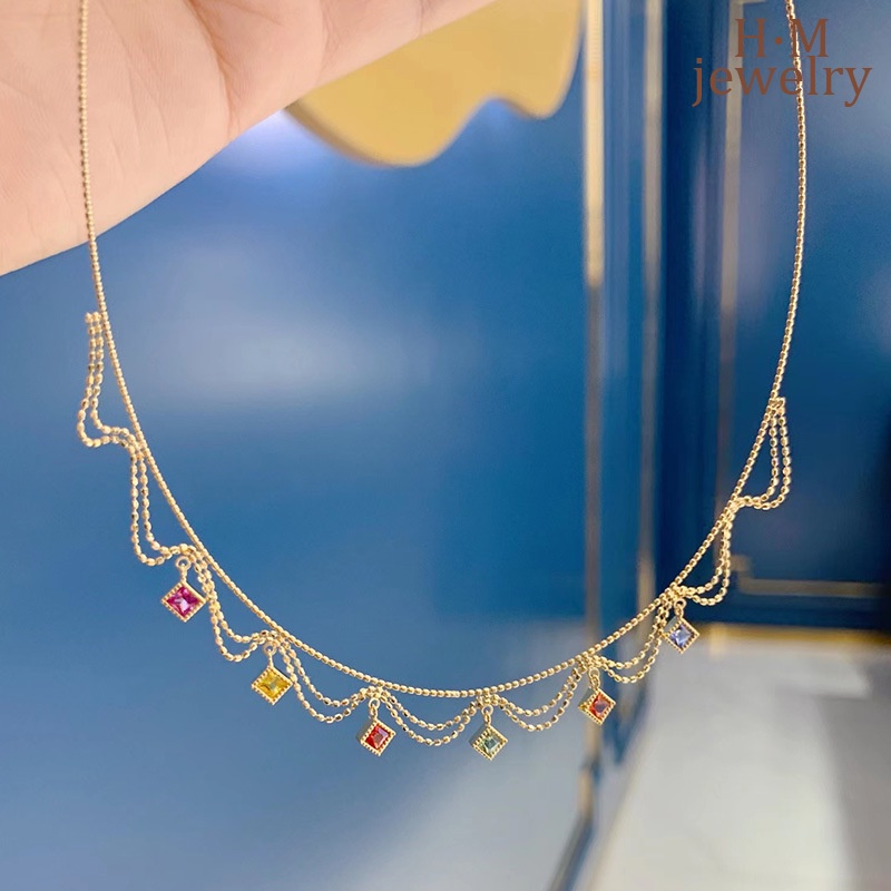 Kalung Gaya Antik Retro Fashion Dewi Gaya Istana Manis Warna Renda Kerah Safir