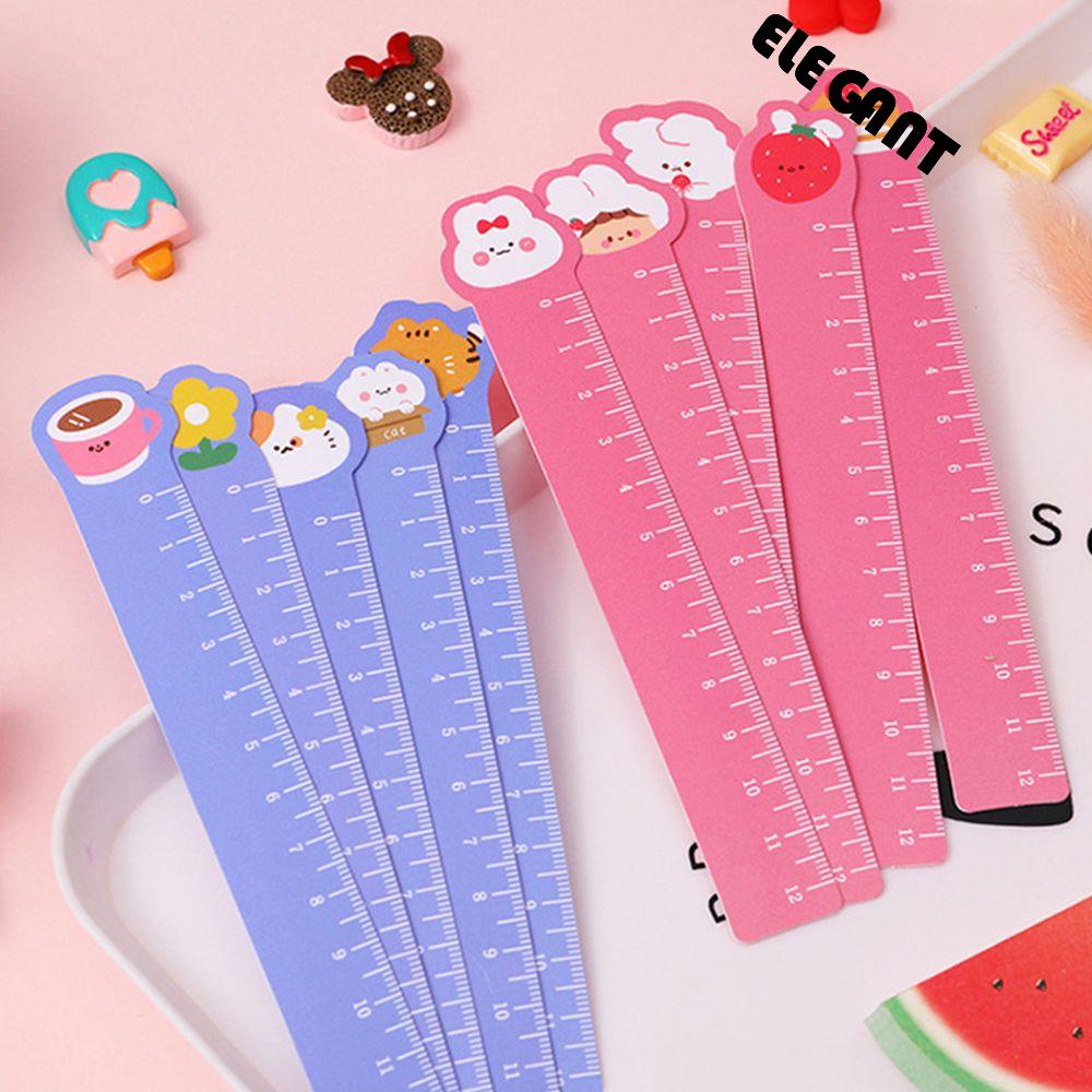 [Elegan] Penggaris Lurus 5 Pcs Lucu Kantor Perlengkapan Sekolah Portabel Ditekuk Kartun Hewan Peliharaan Belajar Skala 12 cm Penggaris