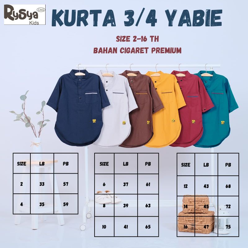 6-10 Tahun Kurta Anak SIGARET PREMIUM by RYSYA | Kurta Anak Lengan 3/4