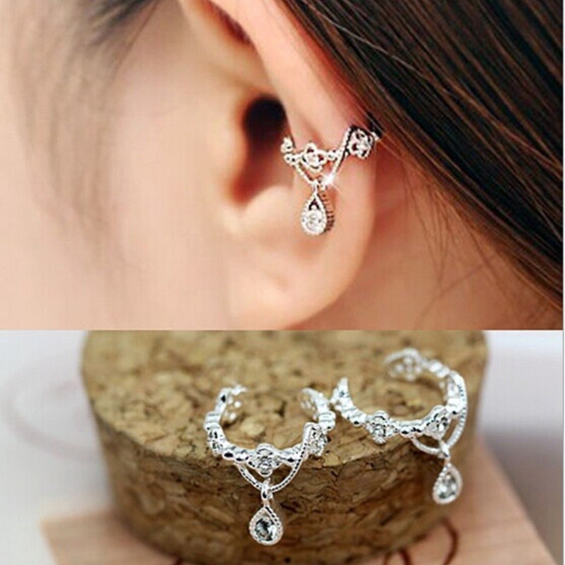 1pc woman fashion Elegan Berlian Imitasi Telinga Tulang Tulang Rawan Klip Non Piercing Earring