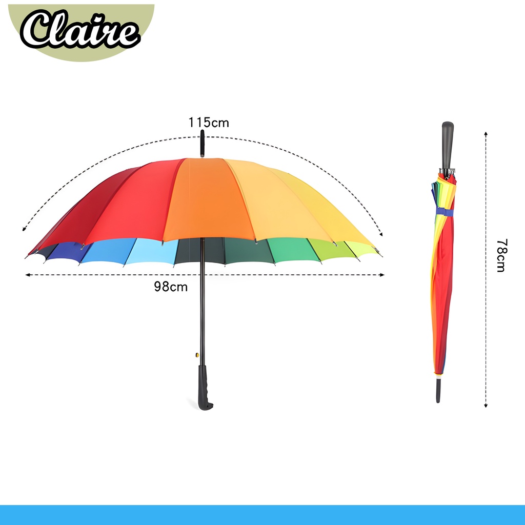 Payung Pelangi 16 Jari Rainbow Umbrella Jumbo / Payung Warna