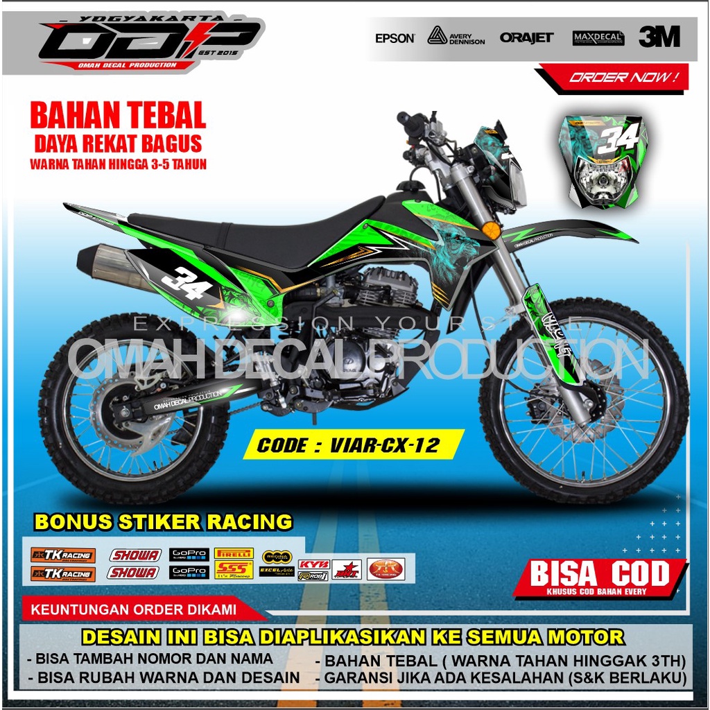 DECAL VIAR CROSS X 150 / 250 FULL BODY AKSESORIS VARIASI STICKER MOTOR DEKAL MOTIF KEREN SUPERMOTO S