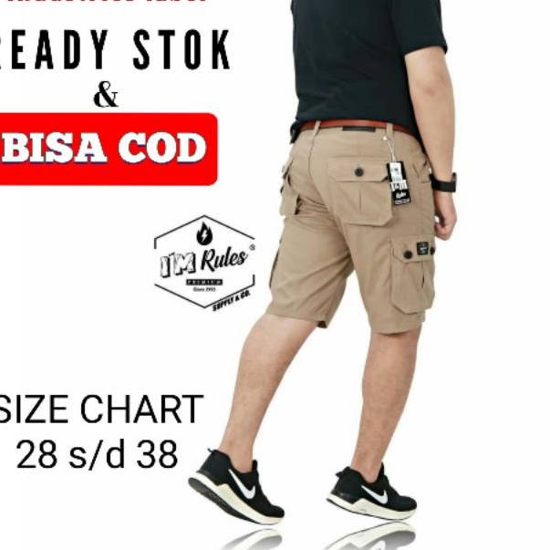 [ART. 833637] I&M RULES ORIGINAL Cargo Pendek Distro Pria warna Mocca Coklat muda celana pendek carg