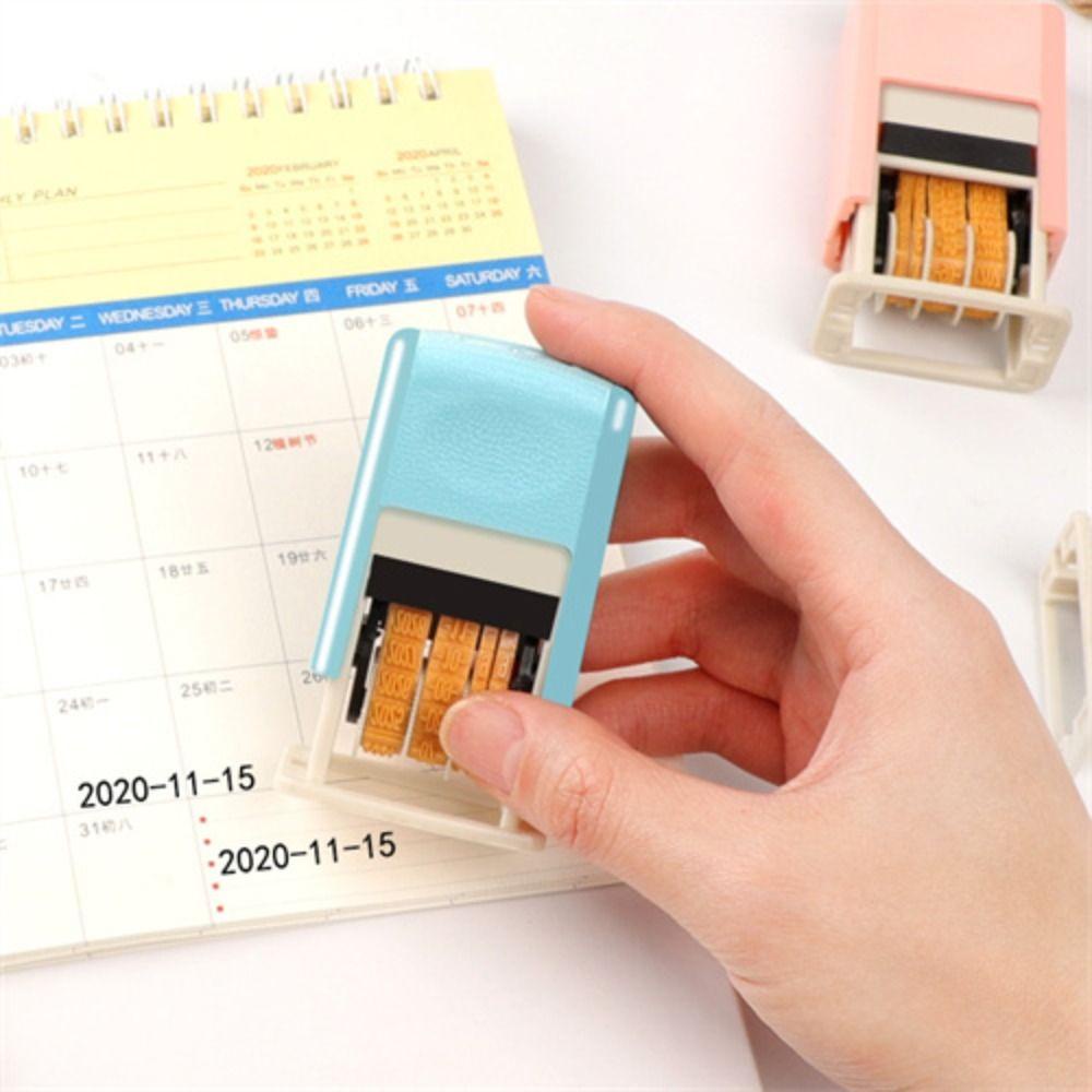 Lanfy Stempel Tanggal Universal Perlengkapan Kantor 4mm Self-Inking Stamps DIY Stamp Self-Inking Handle Stempel Akun