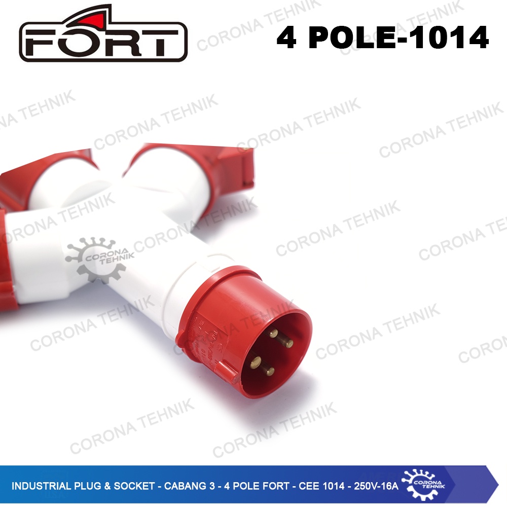 FORT - CEE-1014 - 250V - Industrial Plug &amp; Socket - Cabang 3 - 4 Pole