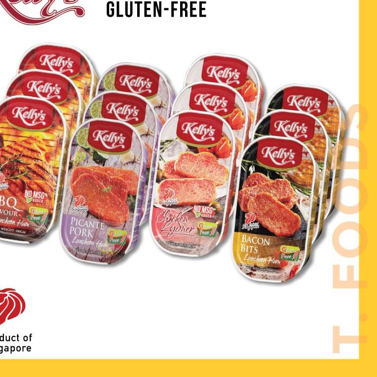 

➦ Kelly's Luncheon Ham Bacon Bits / Picante / Chicken Lyoner /BBQ 100gr / Singapore Pork Luncheon Meat ✩