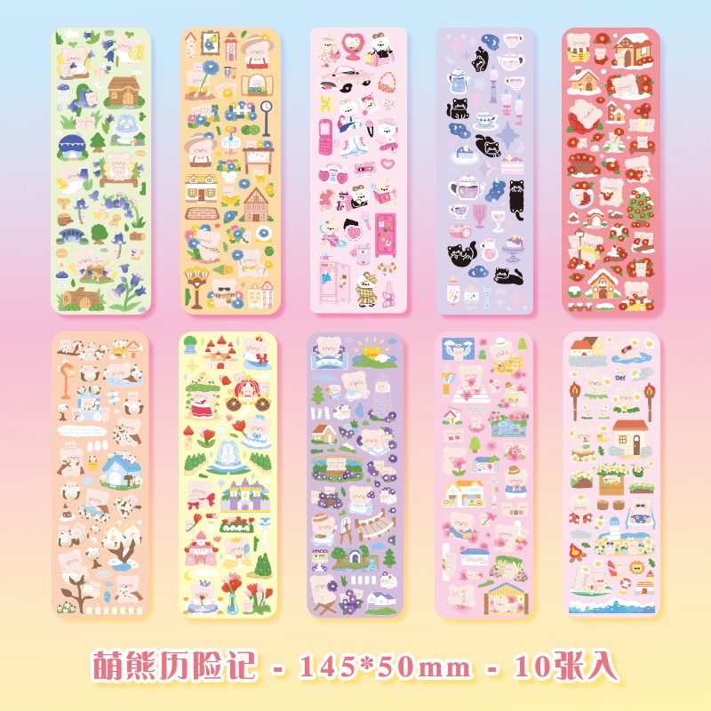 10pcs Banyak Gaya Lucu Kartun Tangan Akun Diary DIY Stiker Anak Buku Teks Laser Handwor Dekoratif Stiker Set