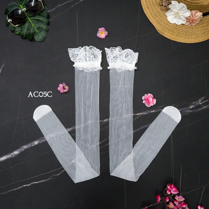 STOCKING JARING LINGERIE STOCKING SEMI TRANSPARAN PUTIH AC05C