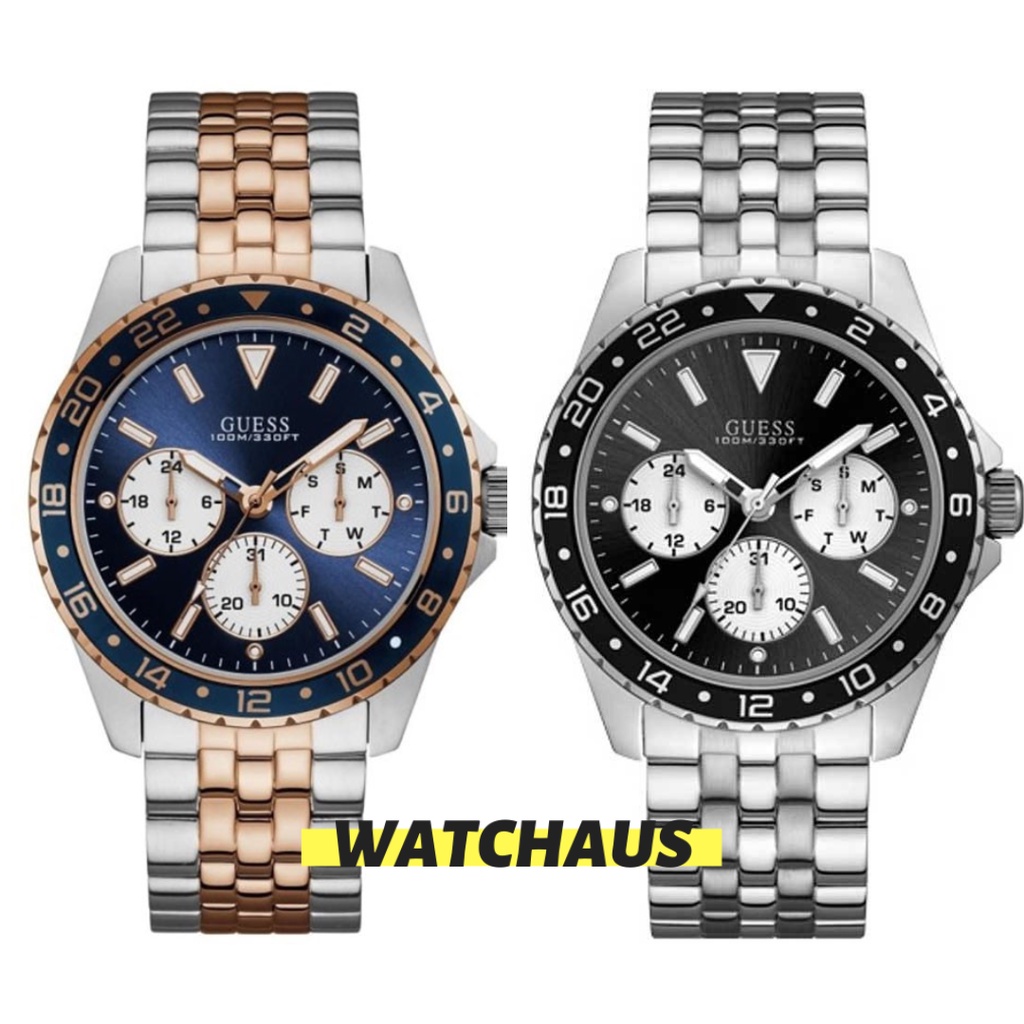 JAM TANGAN PRIA GUESS ODYSSEY W1107G1 W1107G3 ANALOG SILVER STAINLESS STRAP