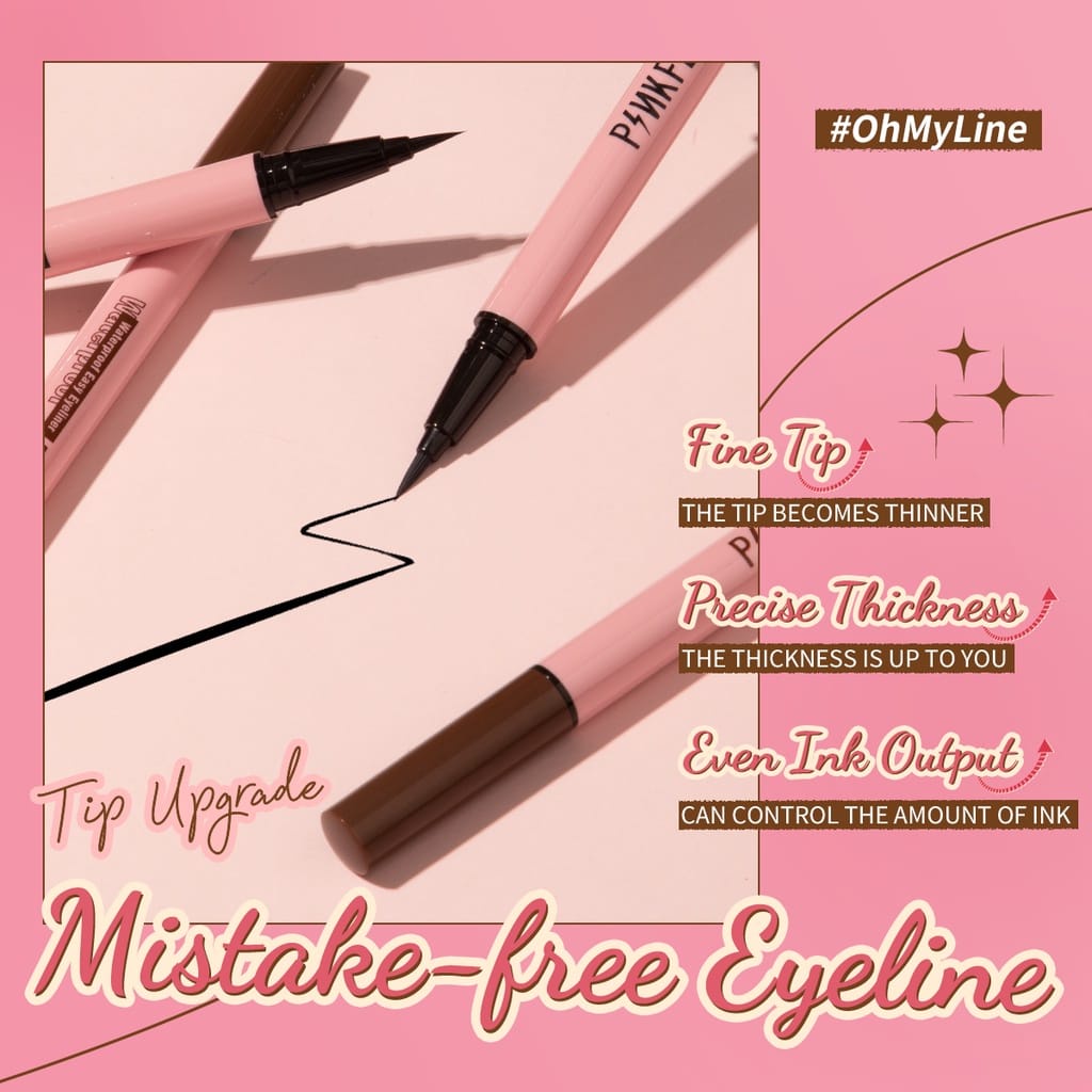 ❤ PAMELA ❤PINKFLASH Waterproof Easy Eyeliner Pen Black PF-E01 | Eye Liner Hitam &amp; Coklat | Pink Flash Smoodgeproof | BPOM ORIGINAL