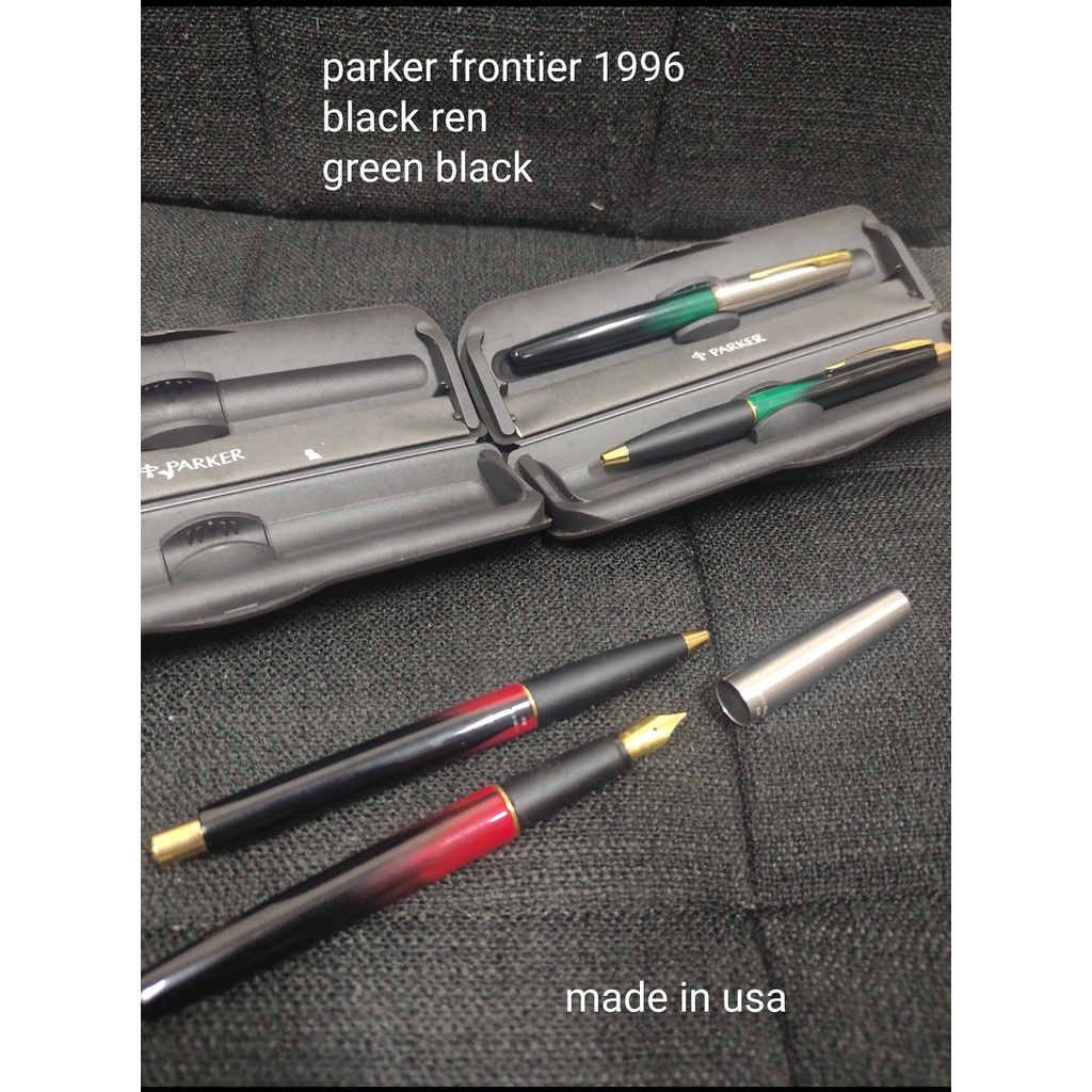 

parker frontier set ballpoint fountain pen 1996 made in usa