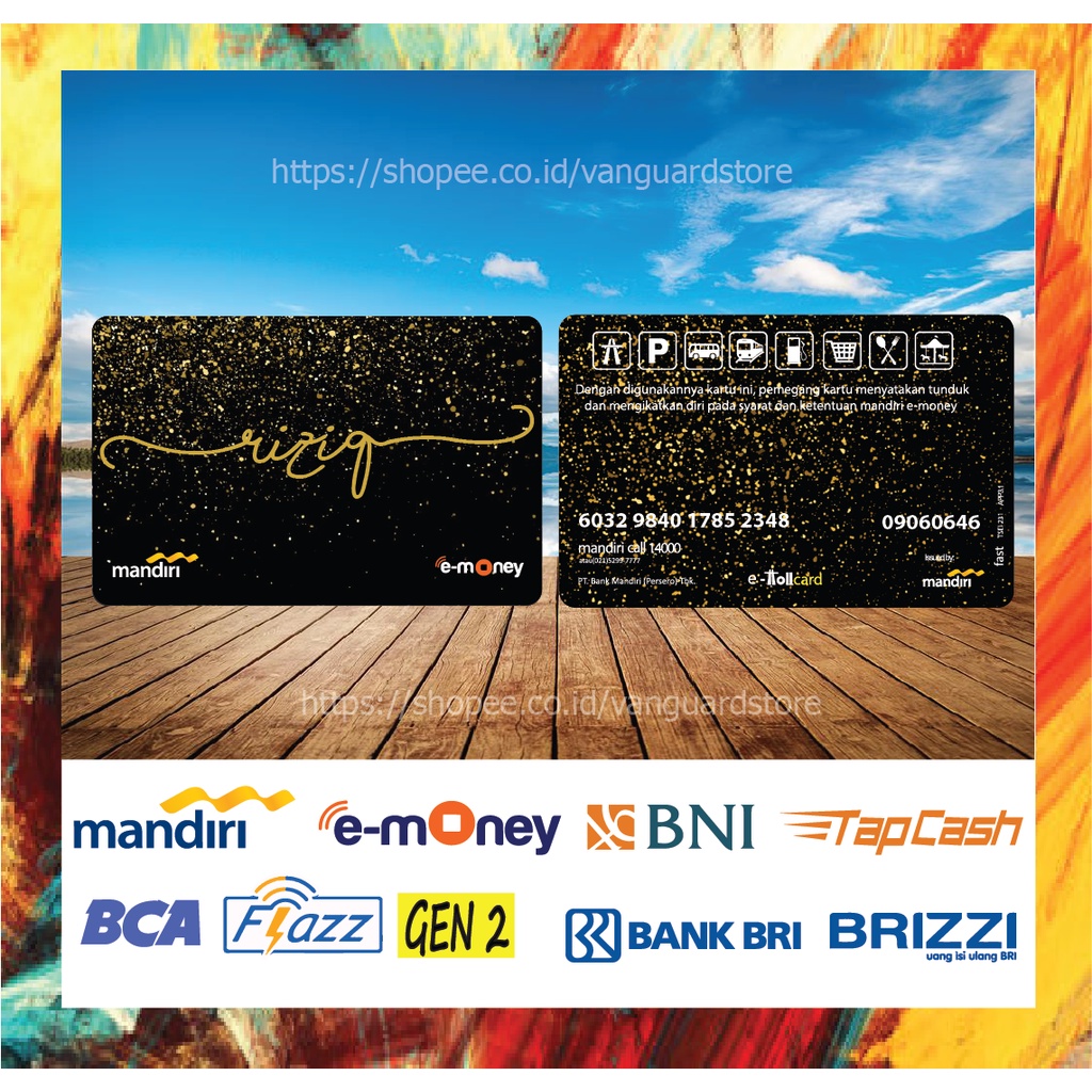 E MONEY E TOLL KARTU CUSTOM NAMA BLACK GLITER GOLD KUMPULAN EMONEY MANDIRI FLAZZ BCA BNI TAPCASH BRIZZI BRI 2 SISI