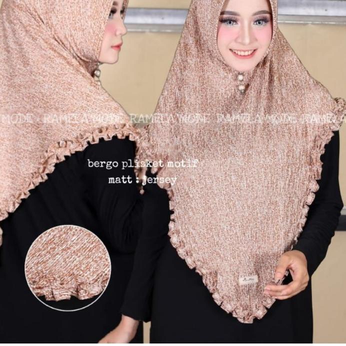 ❉ Bergo plisket motif gotik / Bergo plisket gotik motif / hijab instan plisket gotik / jilbab bergo 