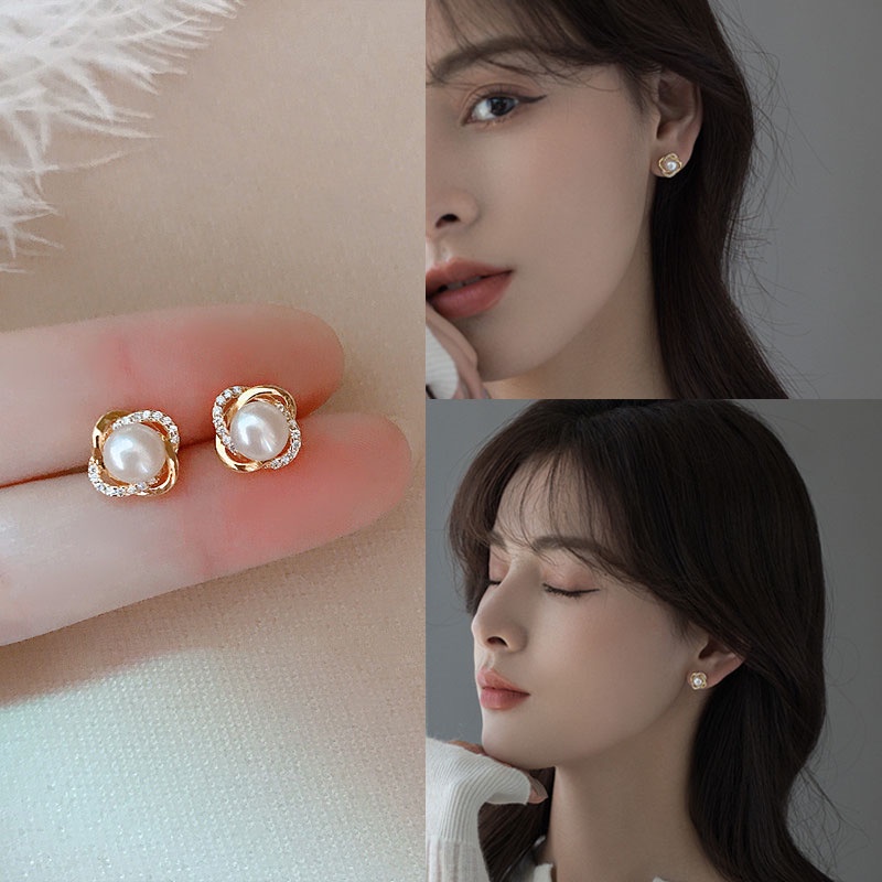 Baru Mini Lucu Anting Mutiara S925 Perak Disepuh Ear Studs Untuk Wanita Perempuan