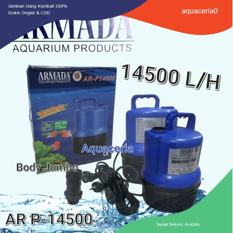 Mesin Pompa Kolam Jumbo ARMADA P 14500 Mesin Pompa filter kolam Air Mancur Air terjun Mini body plas