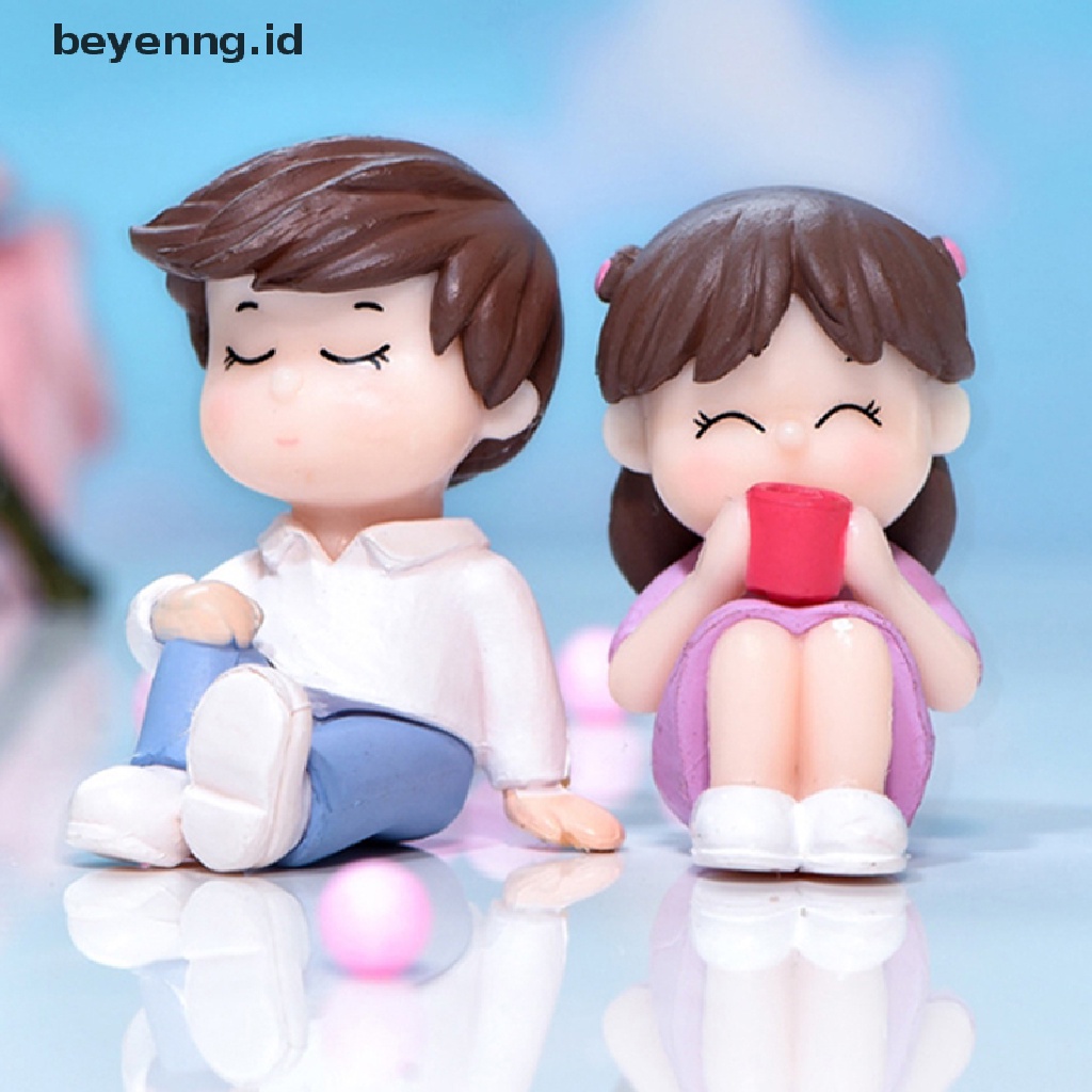 Beyen 2pcs/set Boneka Pecinta Mini Model Figure Pemandangan Peri Taman Ornamen ID