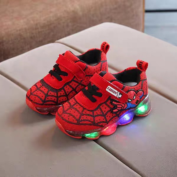 size 21-30 Sepatu Anak Laki-laki LED Motif Spiderman New Model