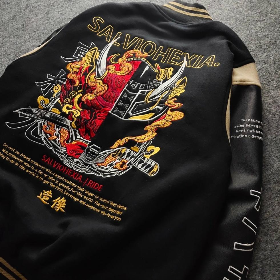 SALE TERBATAS Varsity Jacket HITAM CREAM Jaket Varsity Pria Premium HITAM LEATHER Nascar Varsity Bas