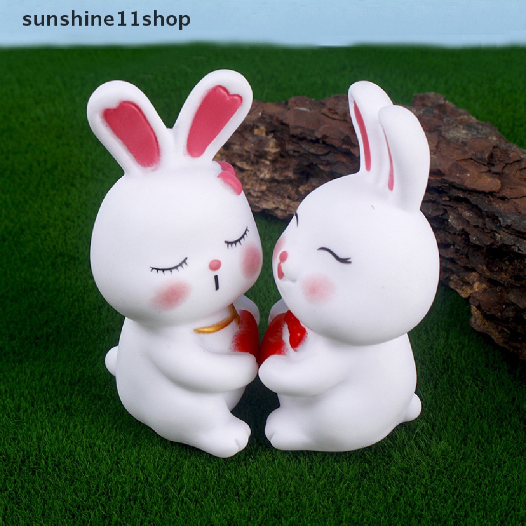 Sho Enamel Love Couple Kelinci Kue Hias Hiasan Valene's Day Rabbit Desktop Ornaments Aksesoris Lamaran N