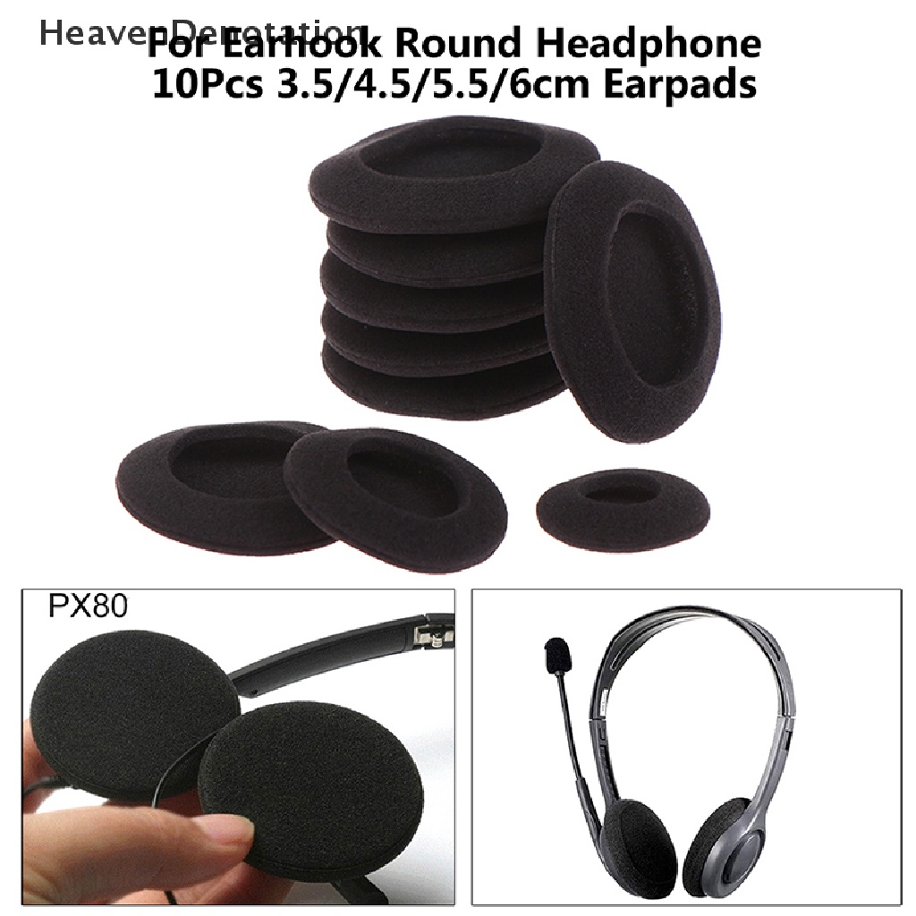 [HeavenDenotation] 10Pcs Thick Foam Earpads Cushions Ear Pads 3.5 / 4.5 / 5.5 / 6cm for Round Headphone HDV