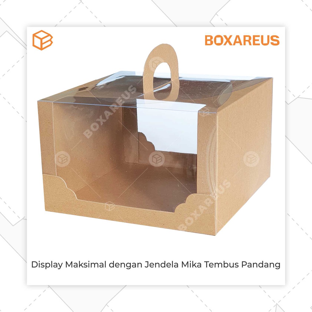 Box Mika Kotak Kue Cake Packaging Transparan Dus Handle | 42012 (10pc)