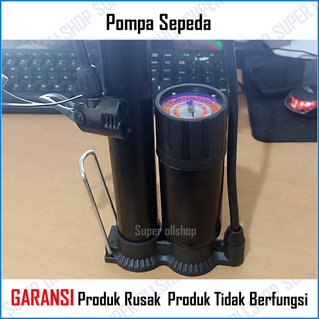 Pompa Angin Mini / Pompa Ban Motor / Pompa Ban Tabung Meter Sepeda Motor Mobil Manual Hidrolik Lengkap Kompaan Angin Kompa Tangan