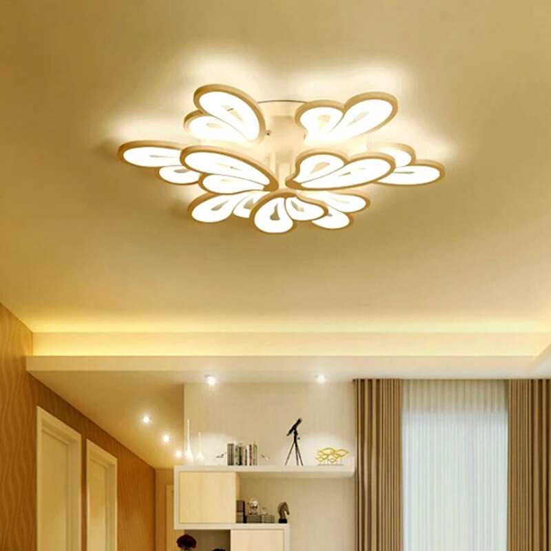 (BISA COD) FTIHSHP MINGKO Lampu LED Plafon Modern Ceiling Dimmable 72W 3 Color 12 Heart - DF8039