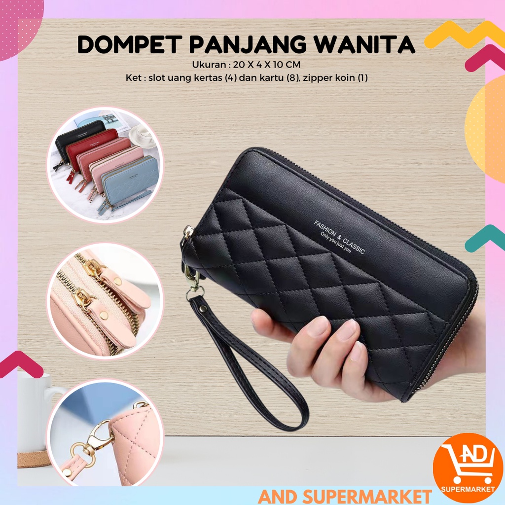 AND / COD / Dompet Panjang Wanita Import Dompet Wanita Fashion Motif Polos Dompet Jalan Cewek Kekinian Dompet Panjang Perempuan Dewasa D69